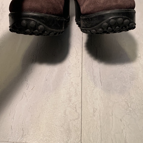 Riverstone Brown Leather Upper Brown Fur Lining Flat Platform Mule Clogs Size 6B - Picture 9 of 12